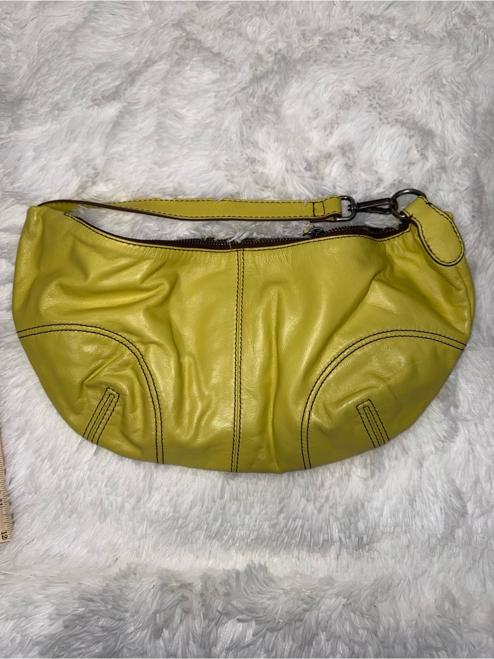 Free People Lemon Yellow Leather Crescent Shoulder Bag